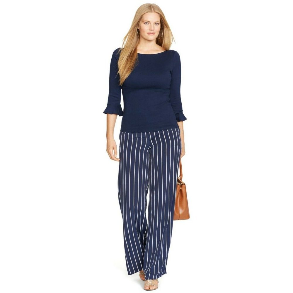 Ralph Lauren Wide Leg High Waist Striped Pant